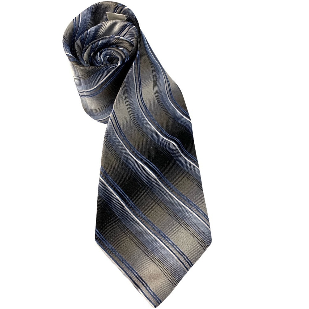 🌸Pierre Cardin Gray Blue Stripe Silk Tie